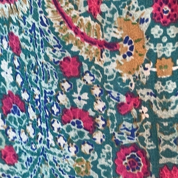 NWOT ANTHROPOLOGIE MAEVE MERET 100% SILK TUNIC TURQUOISE/PINK SIZE 10 - Picture 5 of 13